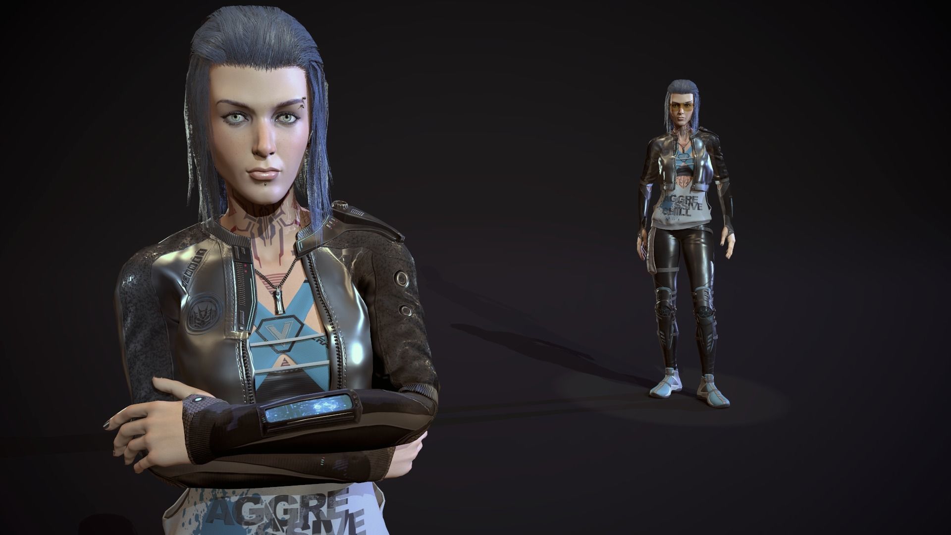 City girl  Low-poly 3D model_11