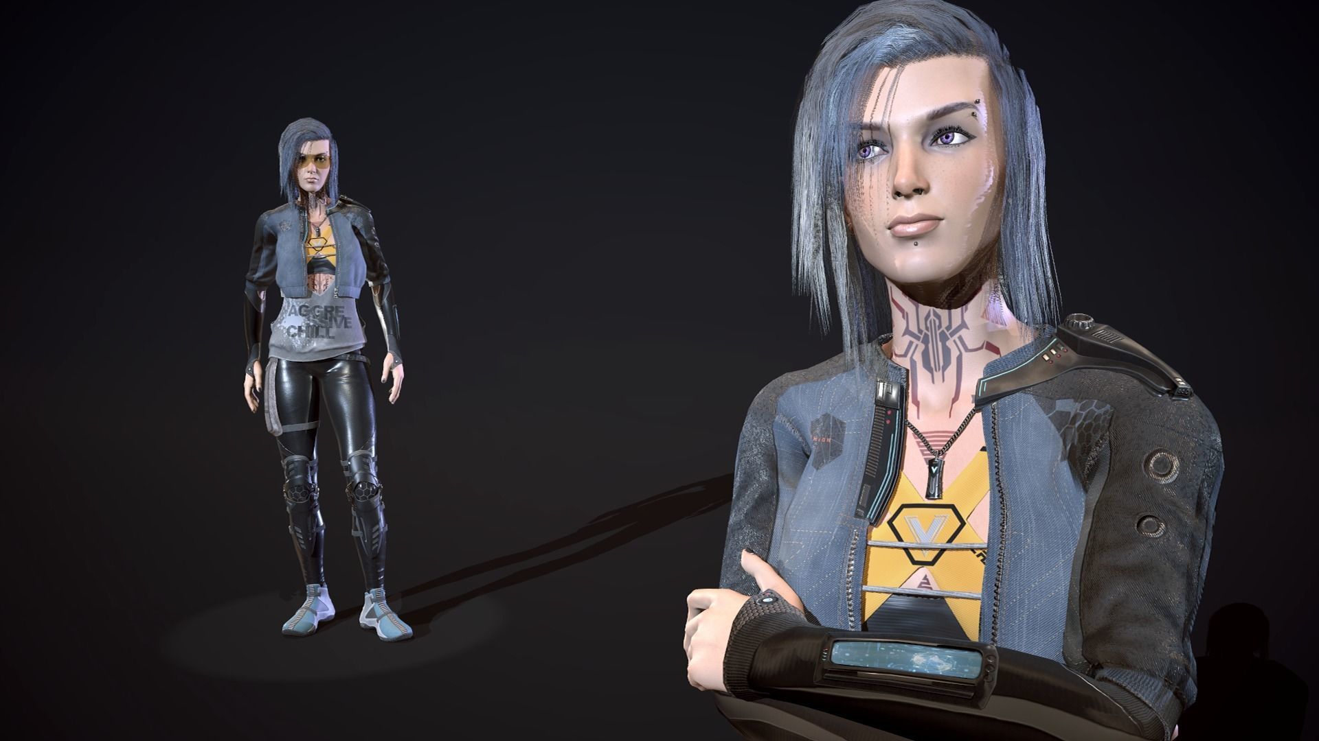 City girl  Low-poly 3D model_10