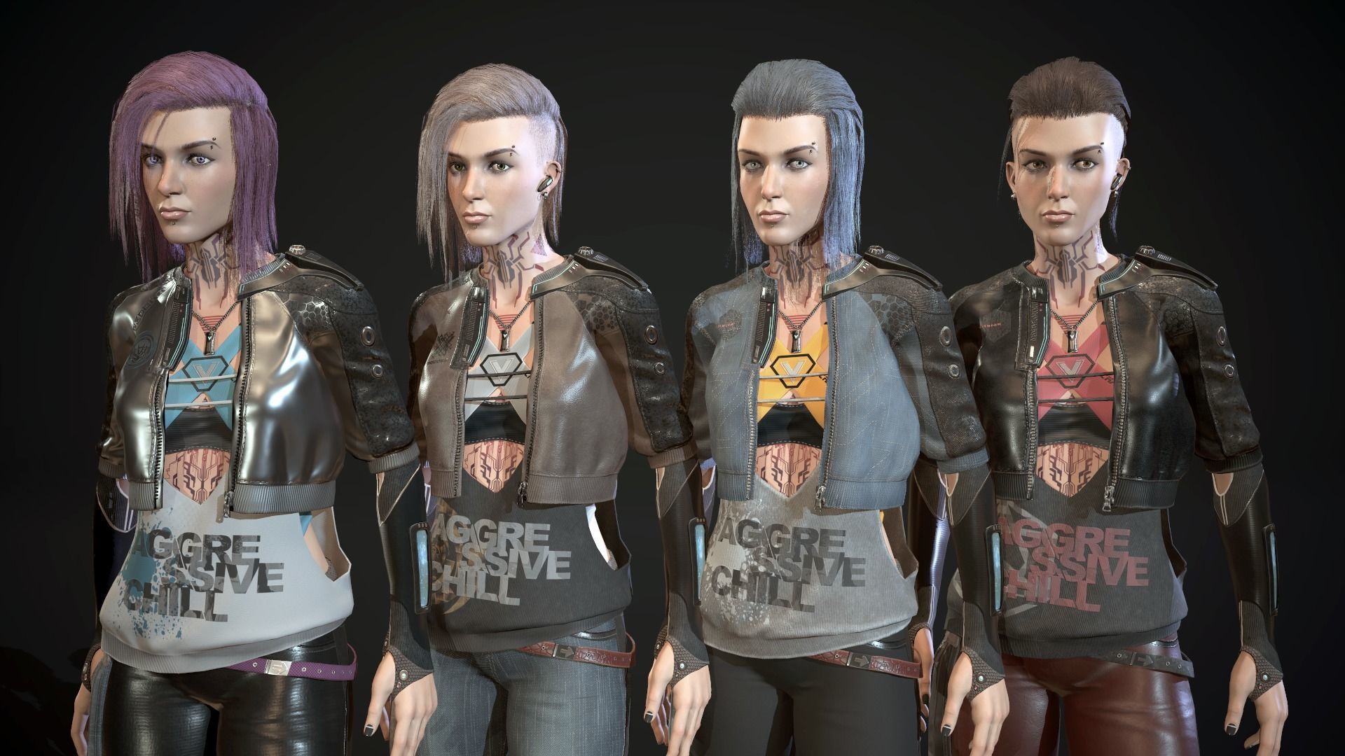 City girl  Low-poly 3D model_9