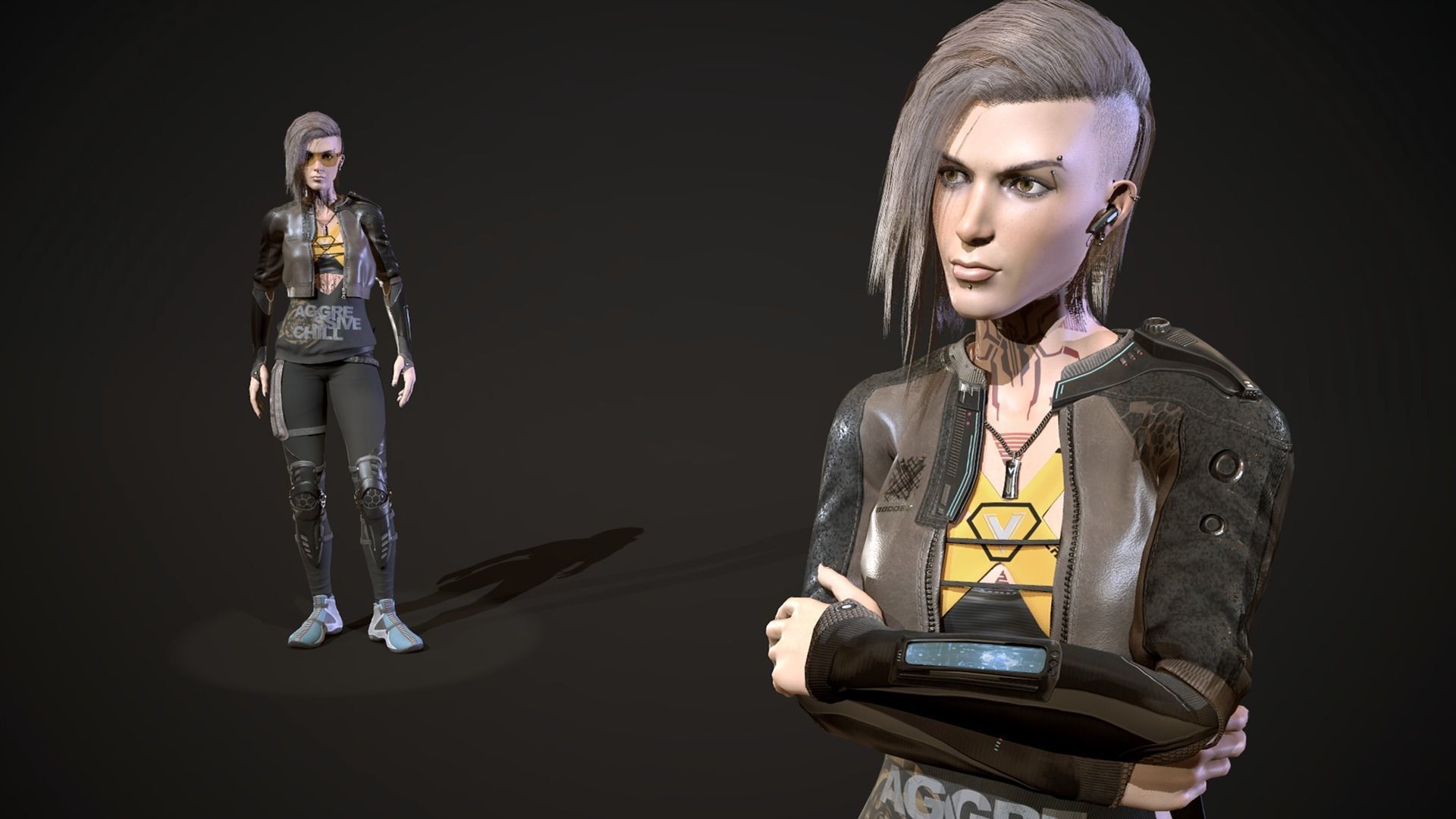 City girl  Low-poly 3D model_16