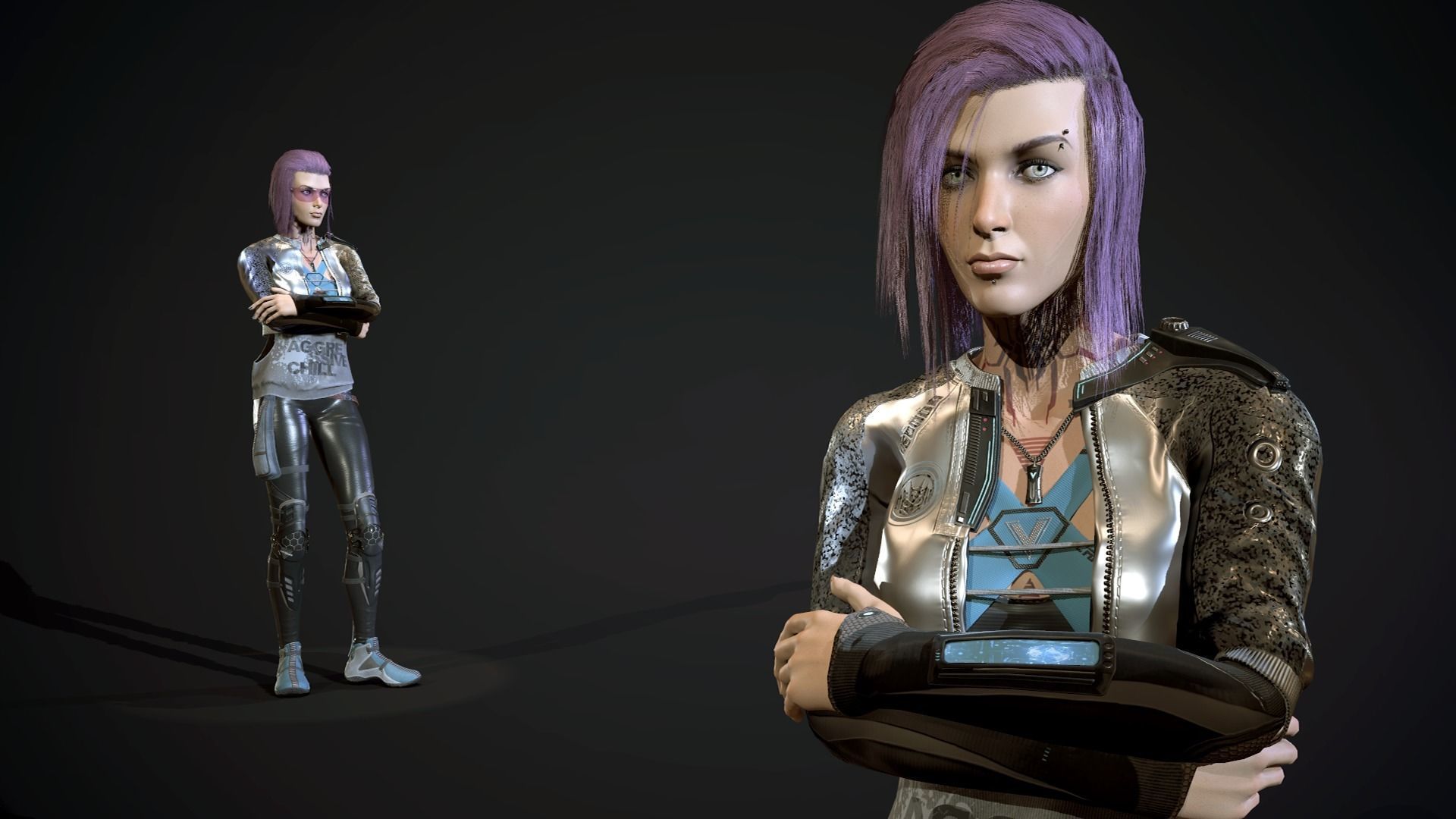 City girl  Low-poly 3D model_12