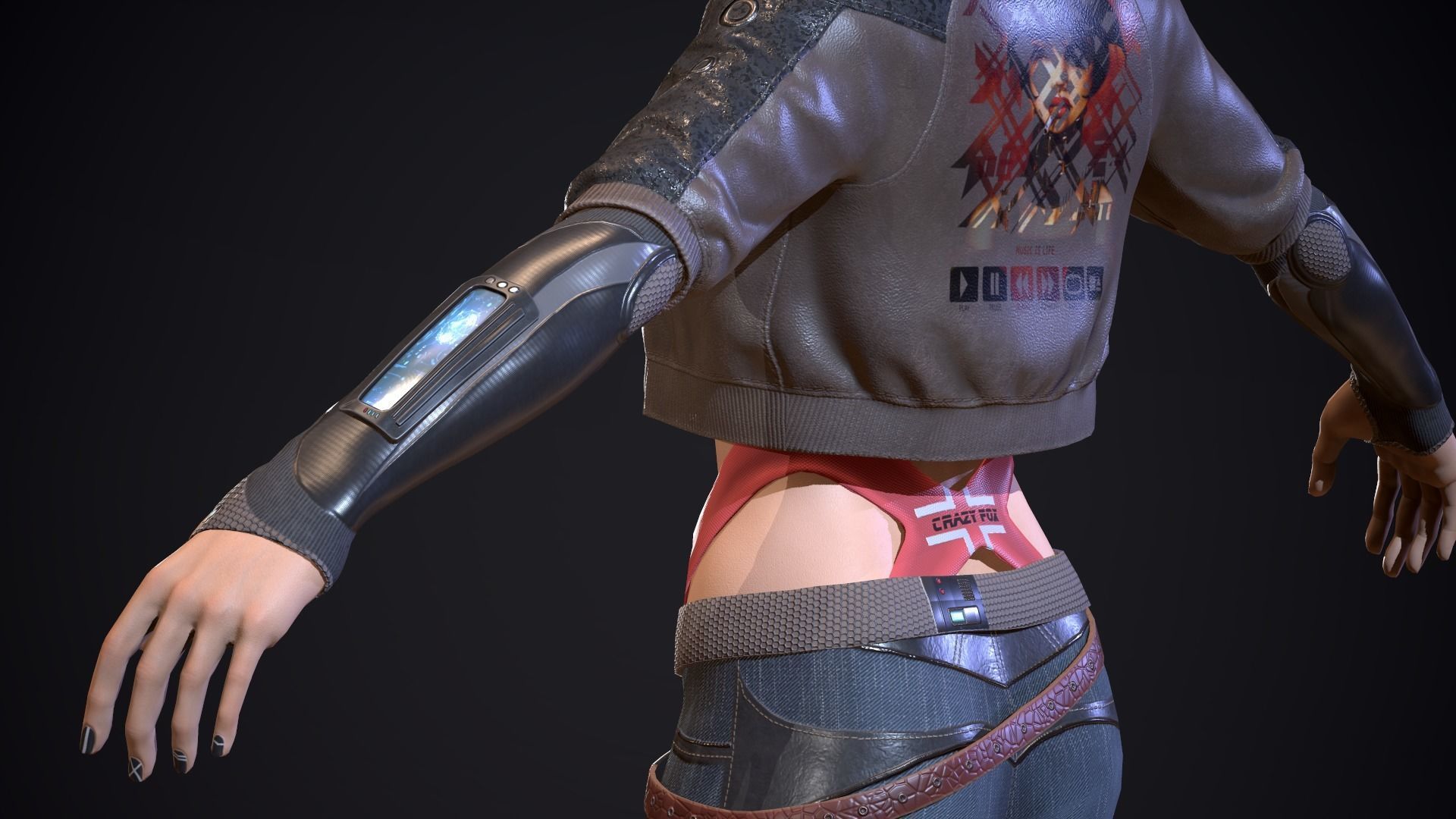 City girl  Low-poly 3D model_36