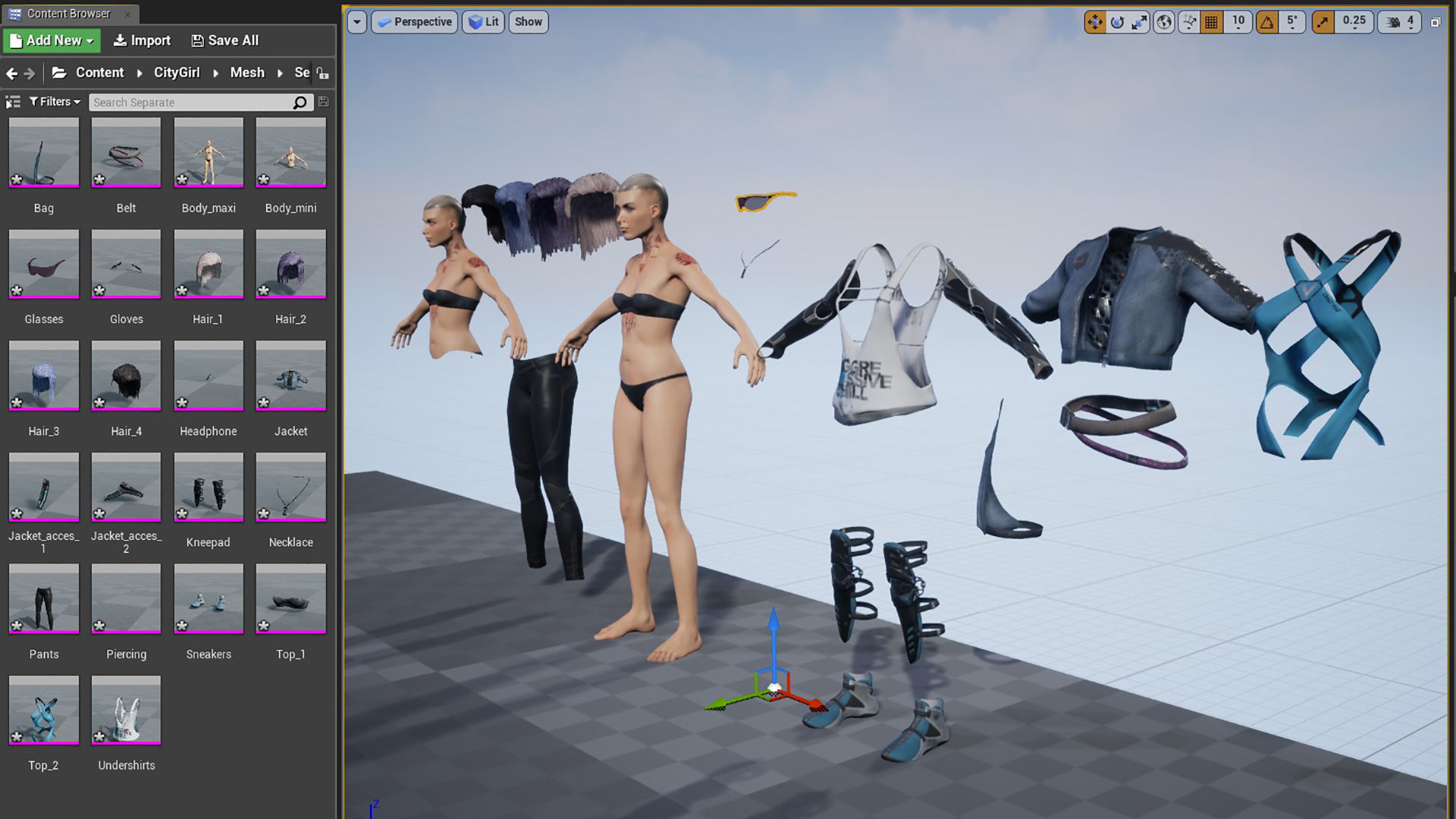 City girl  Low-poly 3D model_33