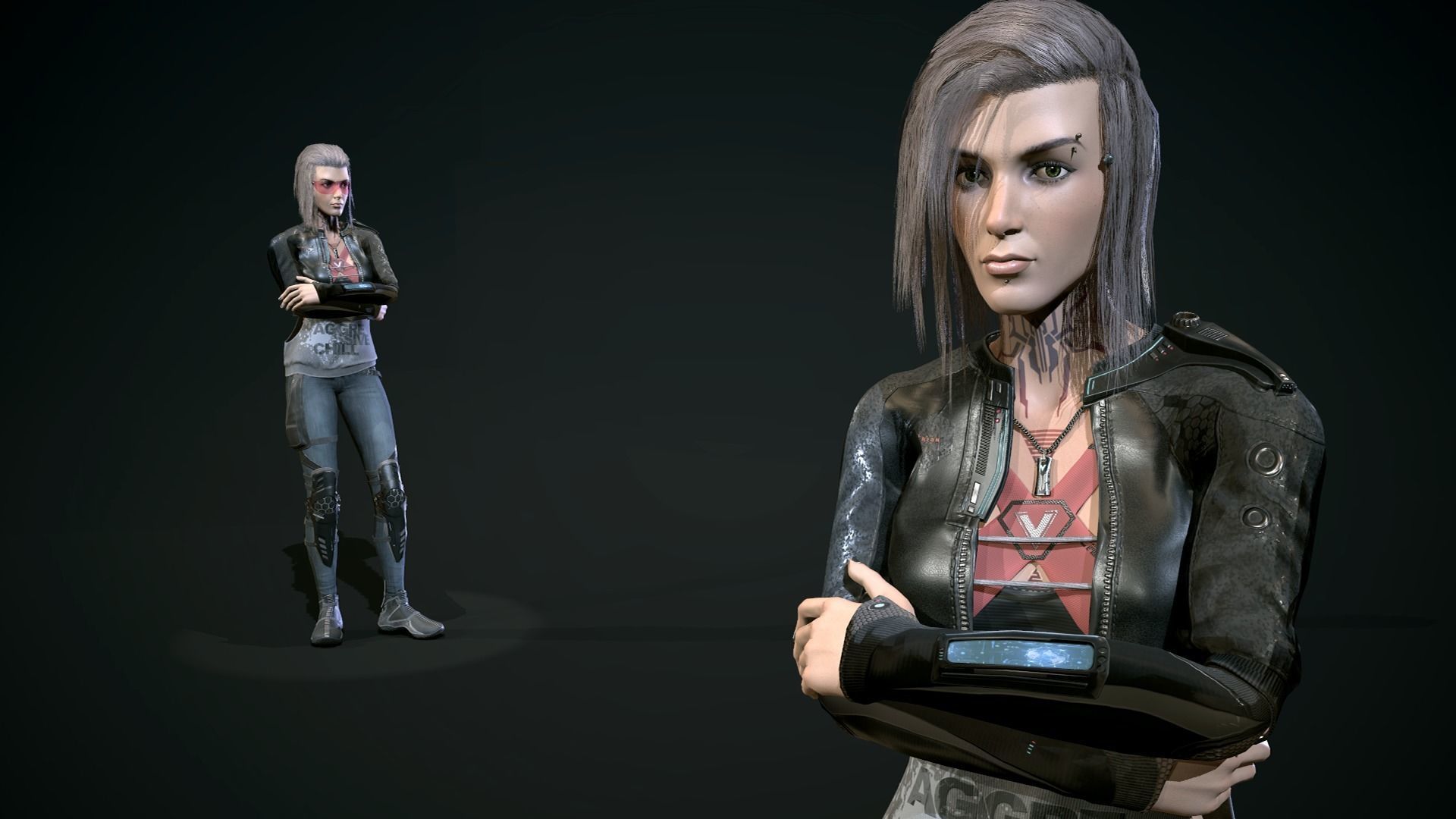 City girl  Low-poly 3D model_14