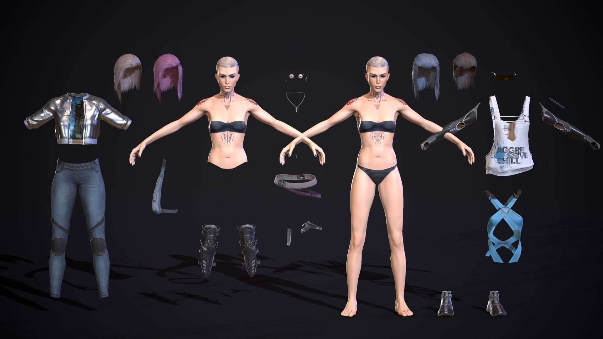 City girl  Low-poly 3D model_25