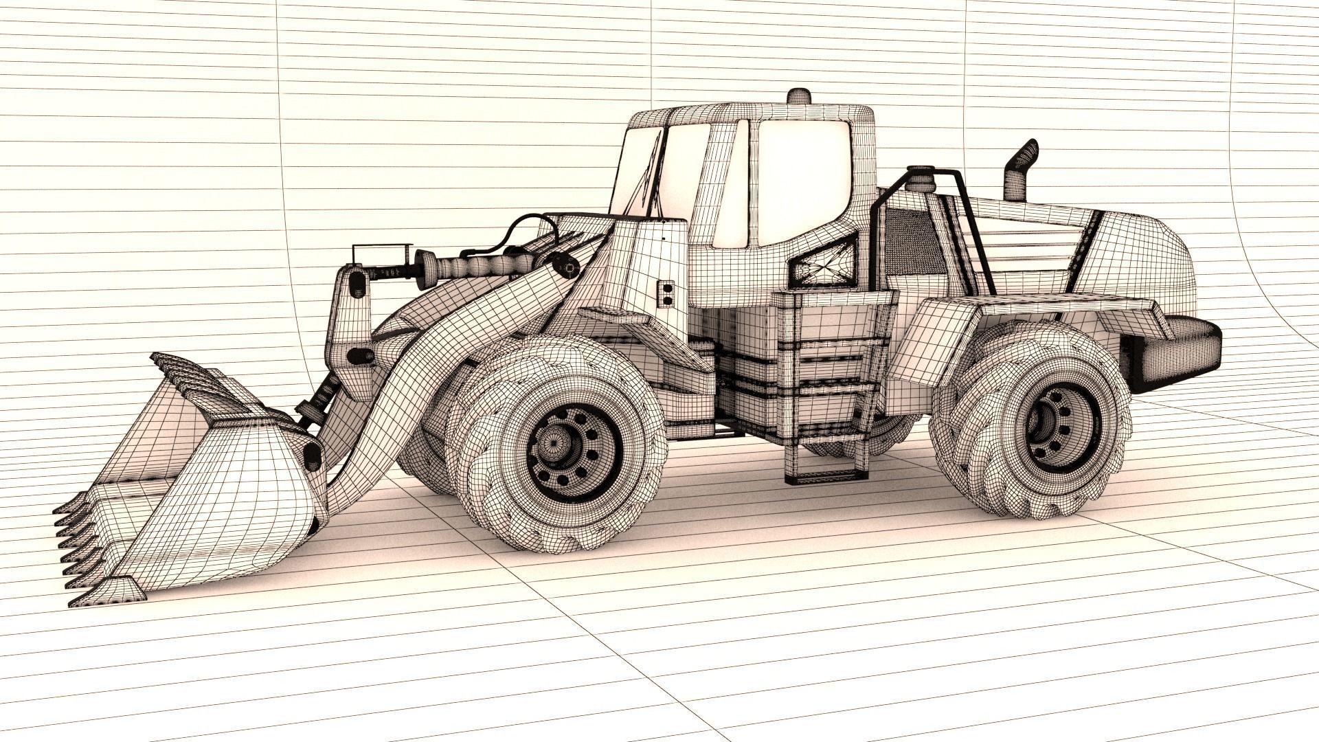 Wheel Loader Low-poly 3D model_6