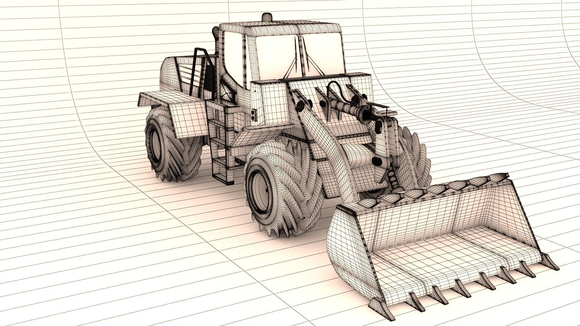 Wheel Loader Low-poly 3D model_4