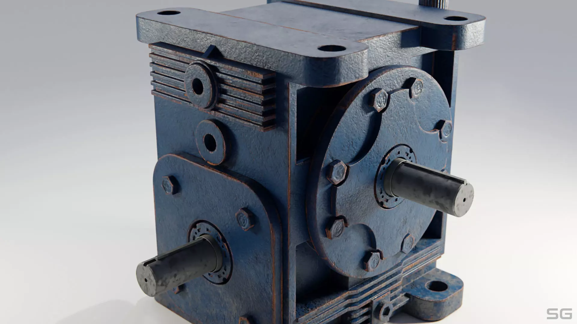 Gearbox gear motor Low-poly 3D model
