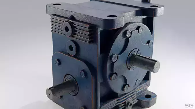 Gearbox gear motor Low-poly 3D model
