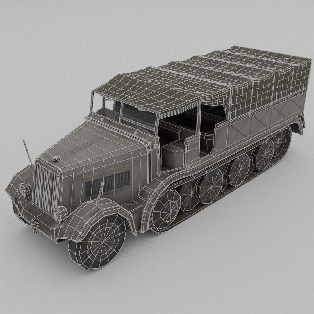 Sd Kfz 9 Famo Heavy Halftrack Low-poly 3D model_3