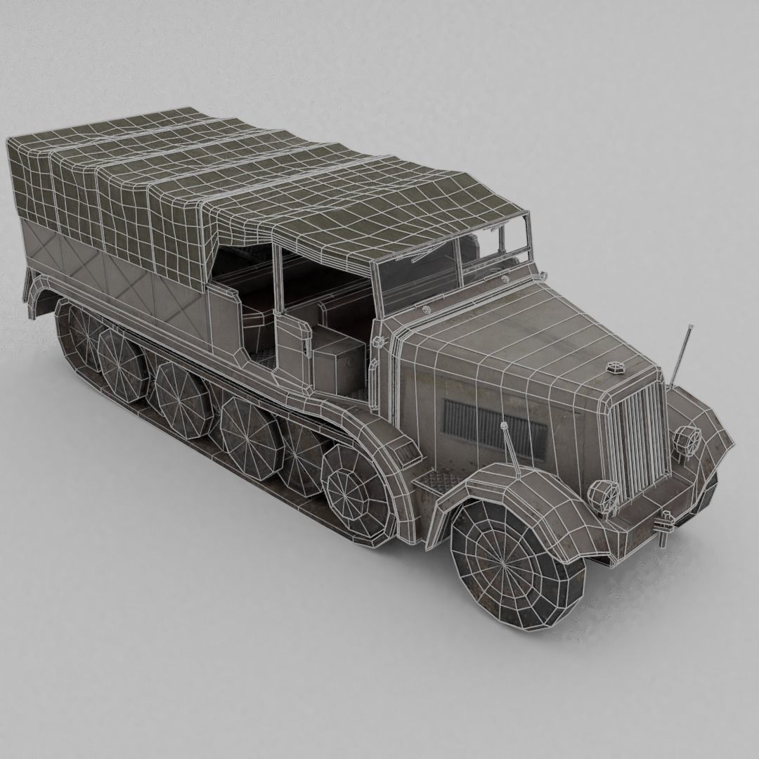 Sd Kfz 9 Famo Heavy Halftrack Low-poly 3D model_6