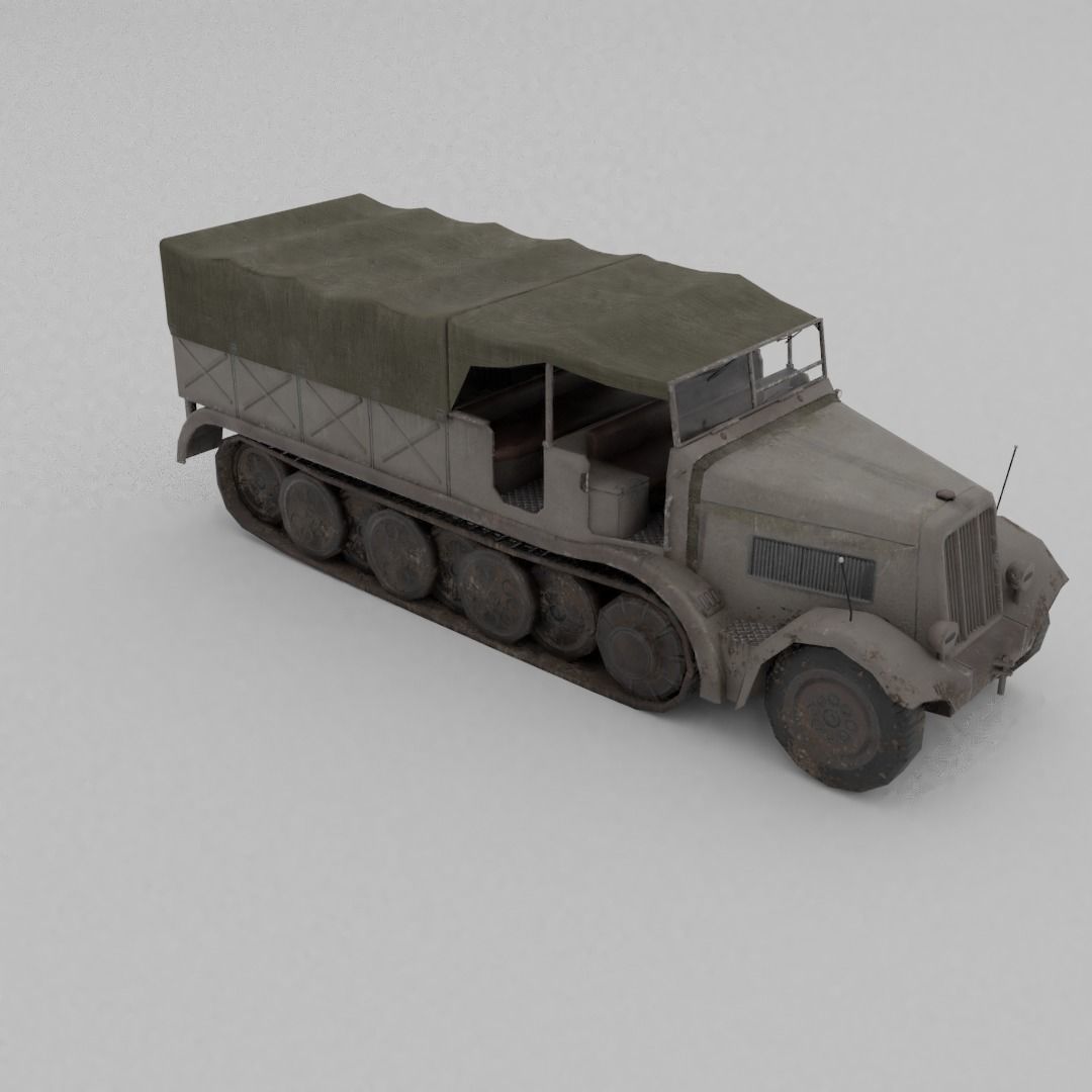 Sd Kfz 9 Famo Heavy Halftrack Low-poly 3D model_18