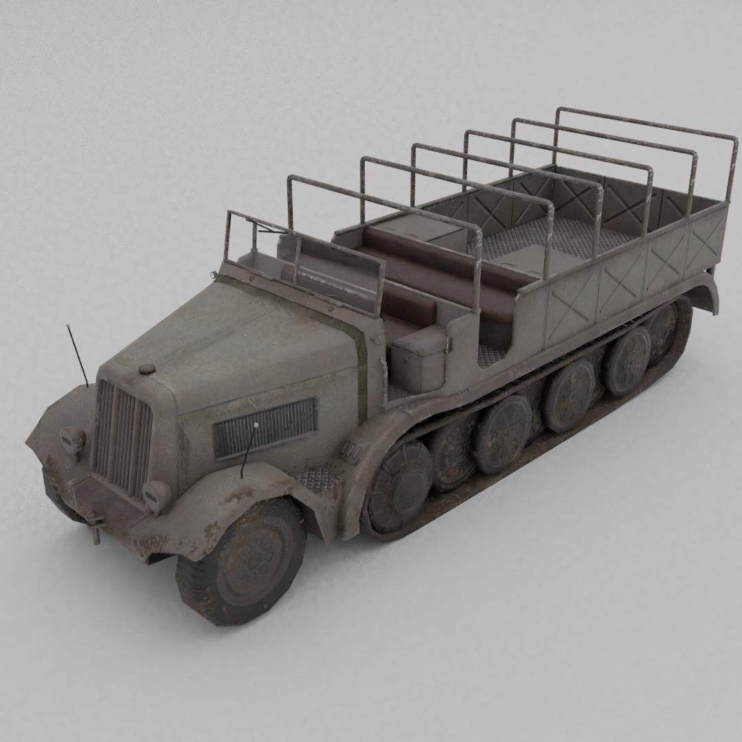 Sd Kfz 9 Famo Heavy Halftrack Low-poly 3D model_2