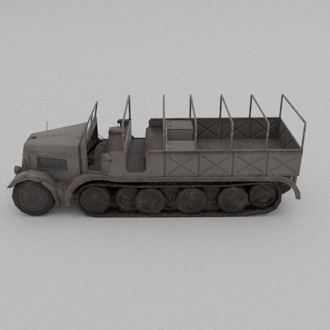 Sd Kfz 9 Famo Heavy Halftrack Low-poly 3D model_13