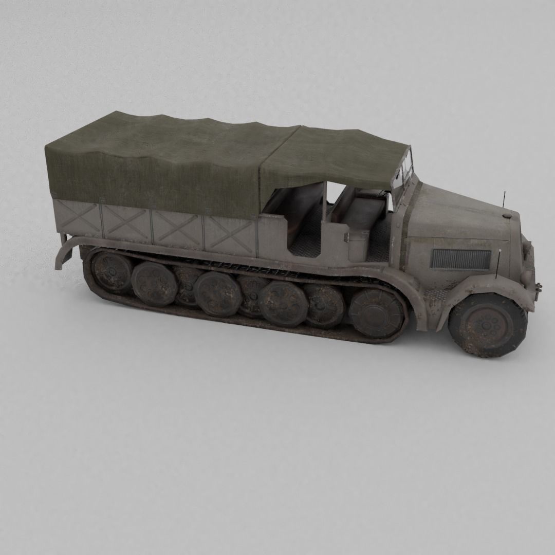 Sd Kfz 9 Famo Heavy Halftrack Low-poly 3D model_19