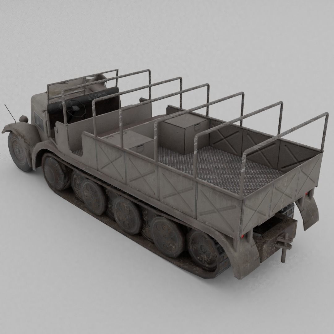Sd Kfz 9 Famo Heavy Halftrack Low-poly 3D model_11