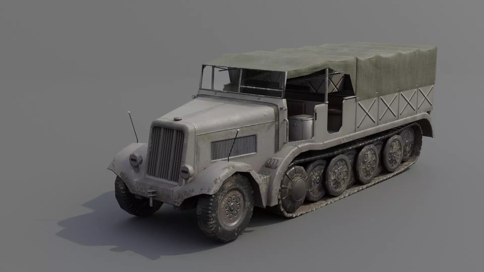 Sd Kfz 9 Famo Heavy Halftrack Low-poly 3D model_0
