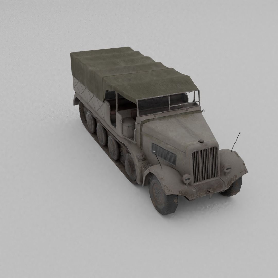 Sd Kfz 9 Famo Heavy Halftrack Low-poly 3D model_17