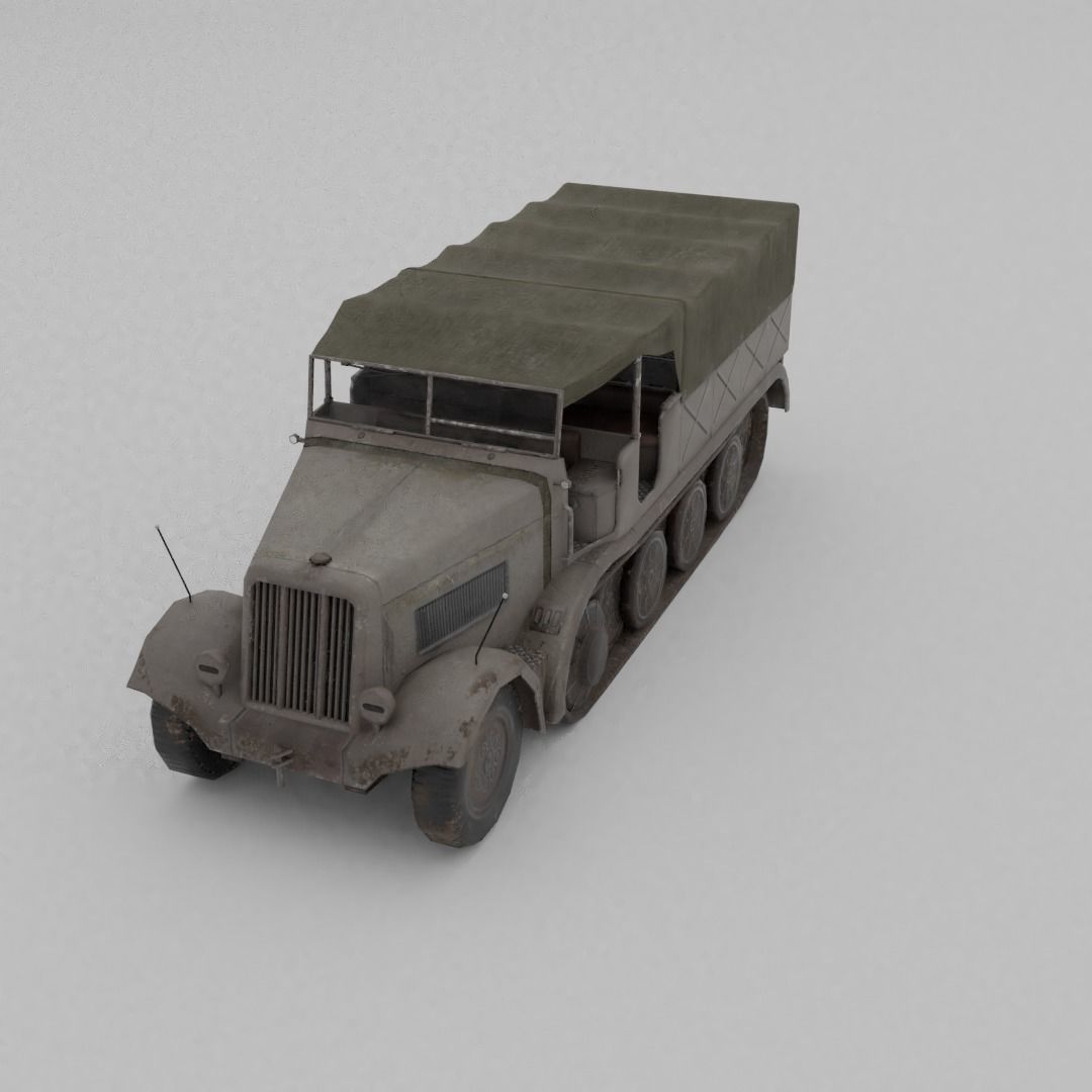 Sd Kfz 9 Famo Heavy Halftrack Low-poly 3D model_15