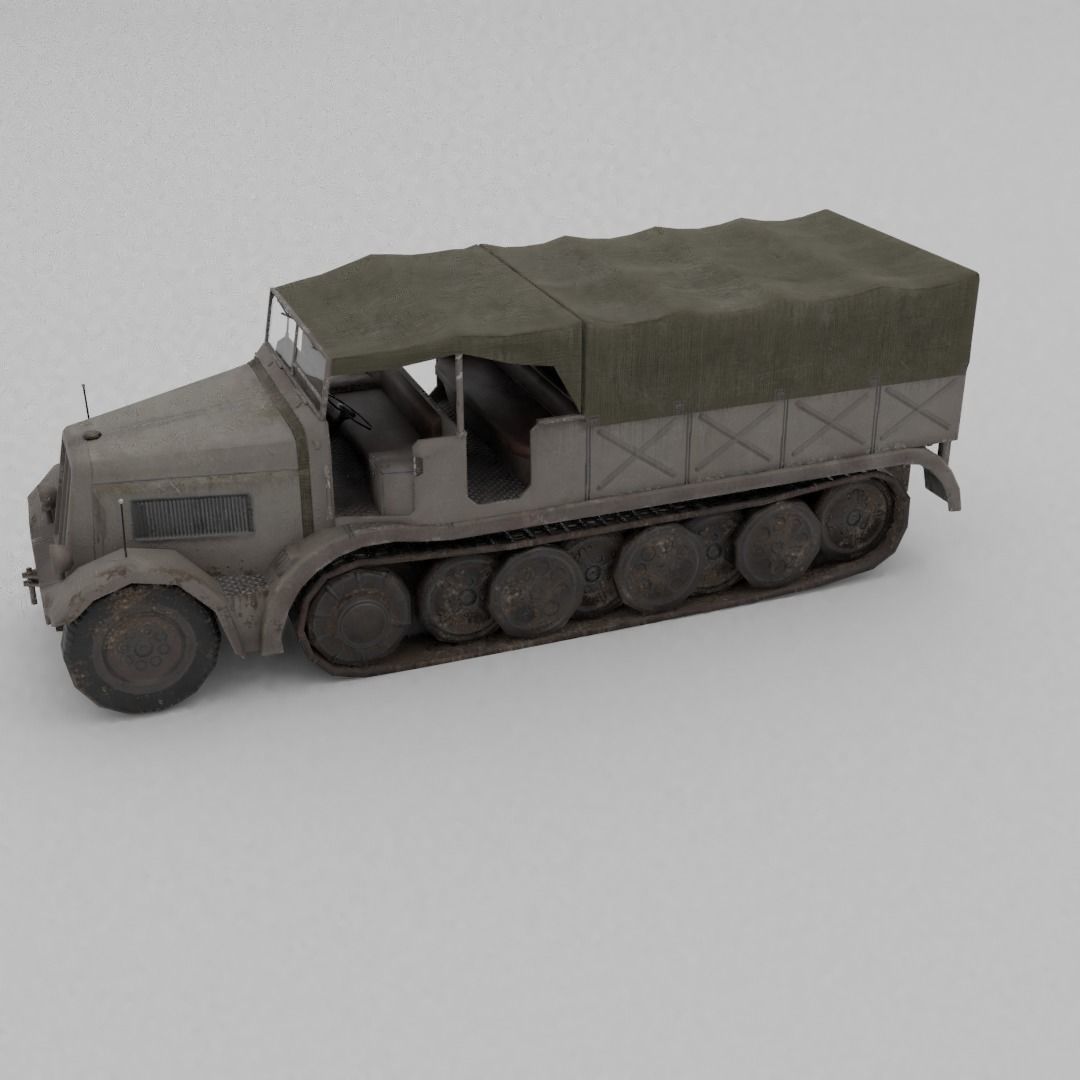 Sd Kfz 9 Famo Heavy Halftrack Low-poly 3D model_28