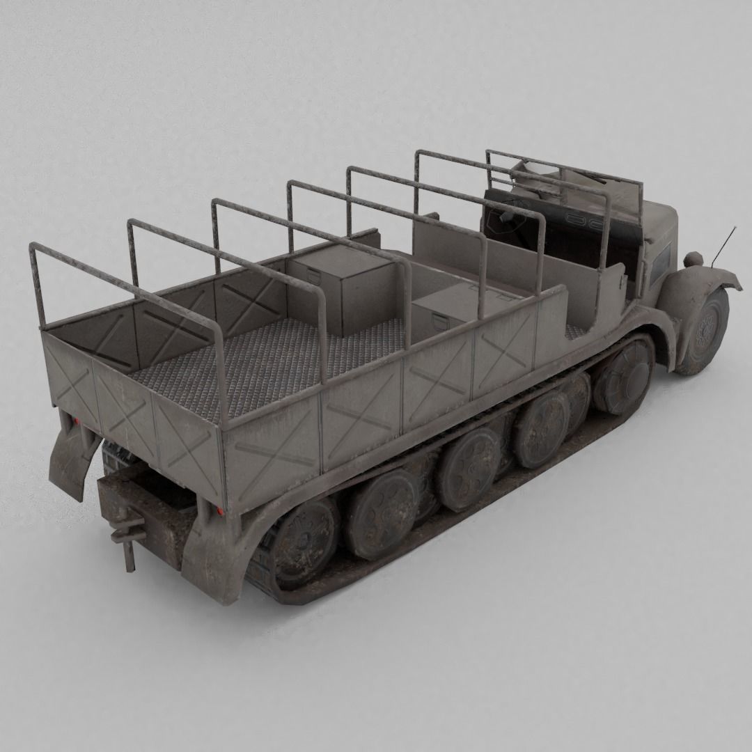 Sd Kfz 9 Famo Heavy Halftrack Low-poly 3D model_8