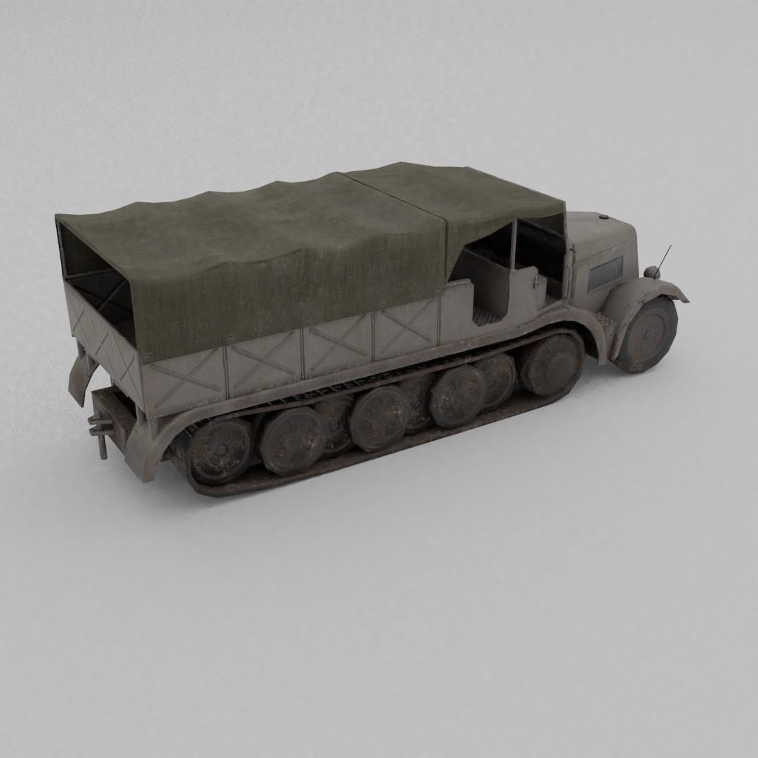 Sd Kfz 9 Famo Heavy Halftrack Low-poly 3D model_21