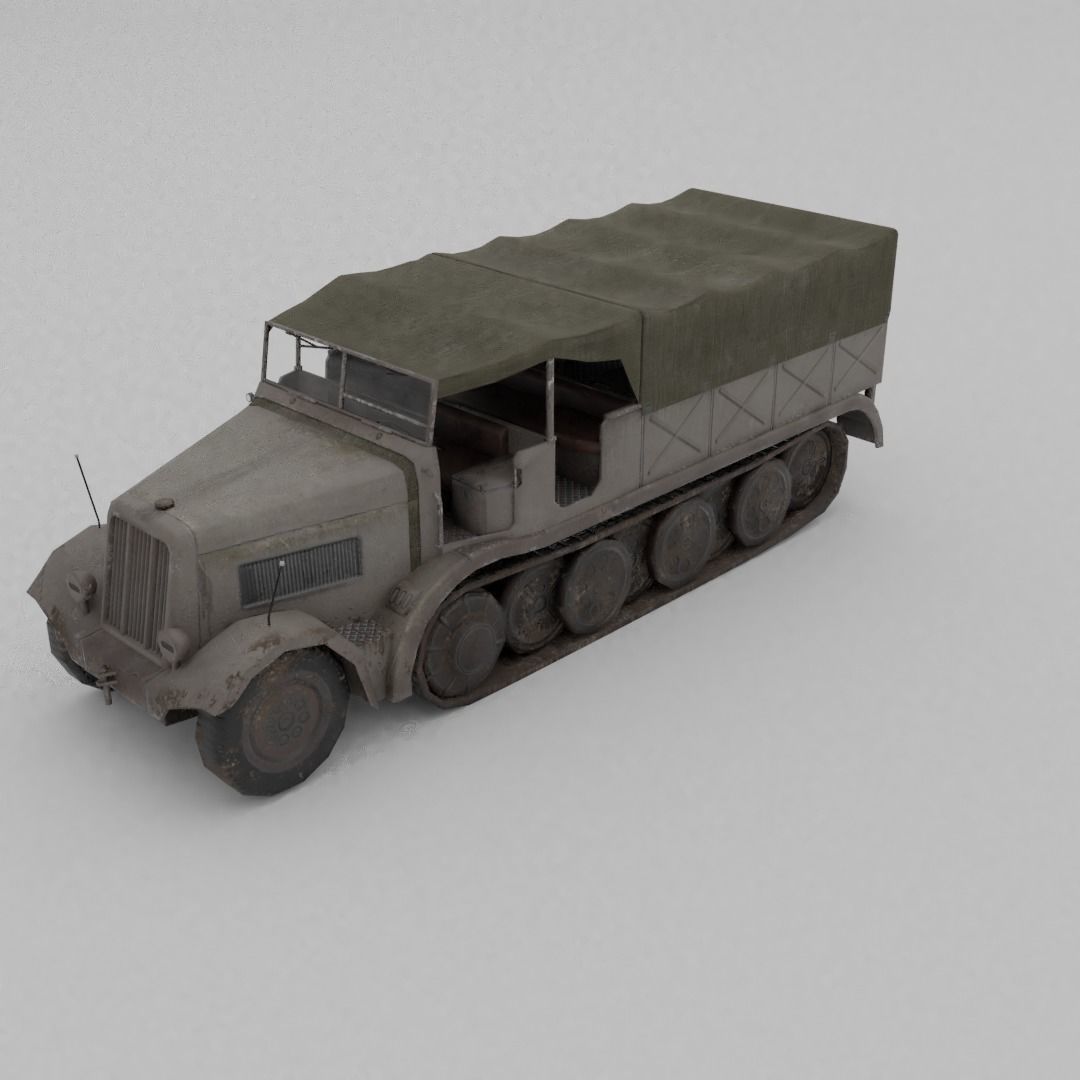 Sd Kfz 9 Famo Heavy Halftrack Low-poly 3D model_14