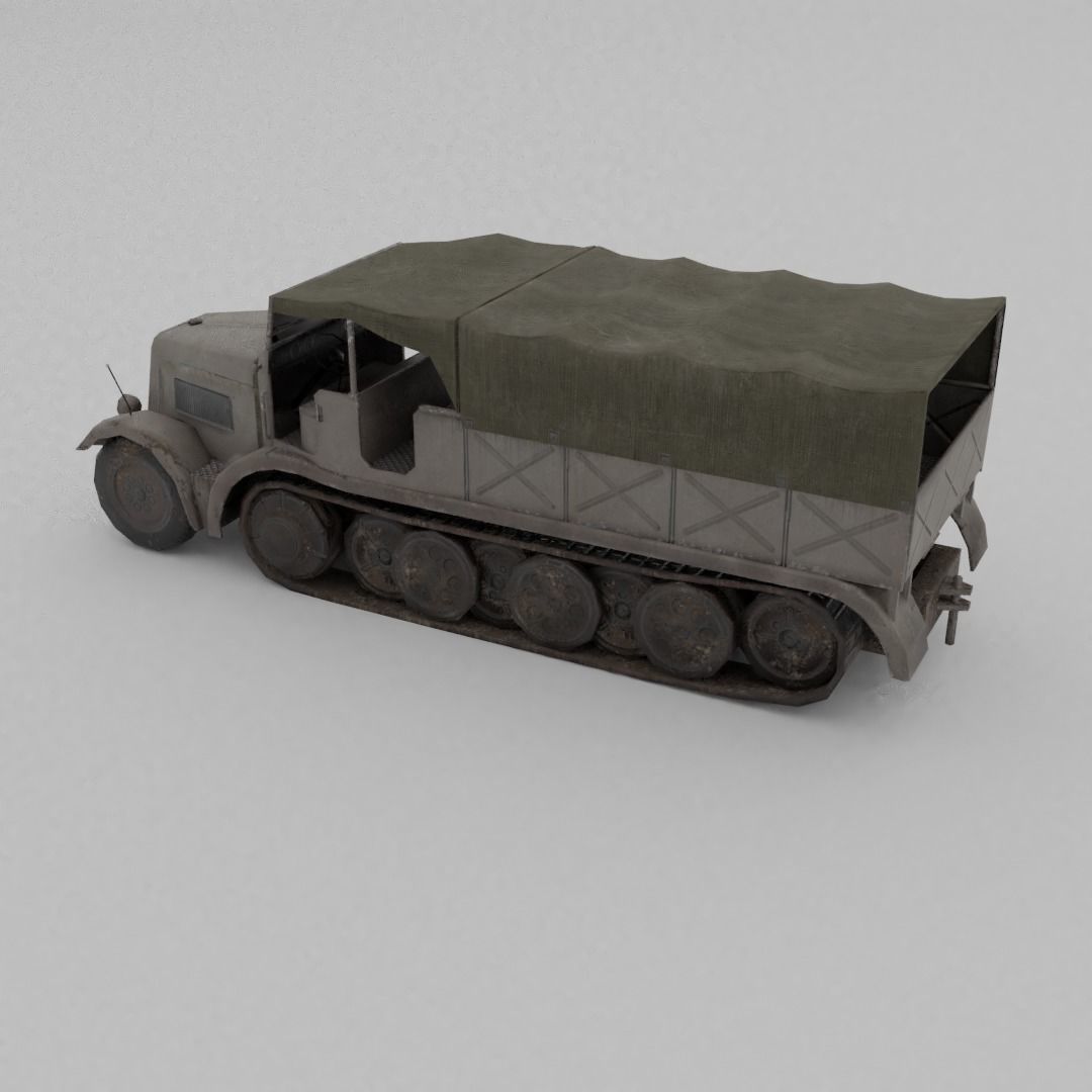 Sd Kfz 9 Famo Heavy Halftrack Low-poly 3D model_26