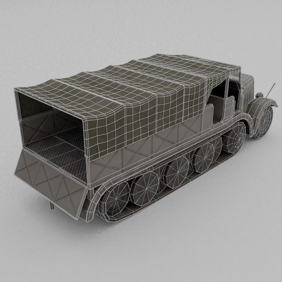 Sd Kfz 9 Famo Heavy Halftrack Low-poly 3D model_9