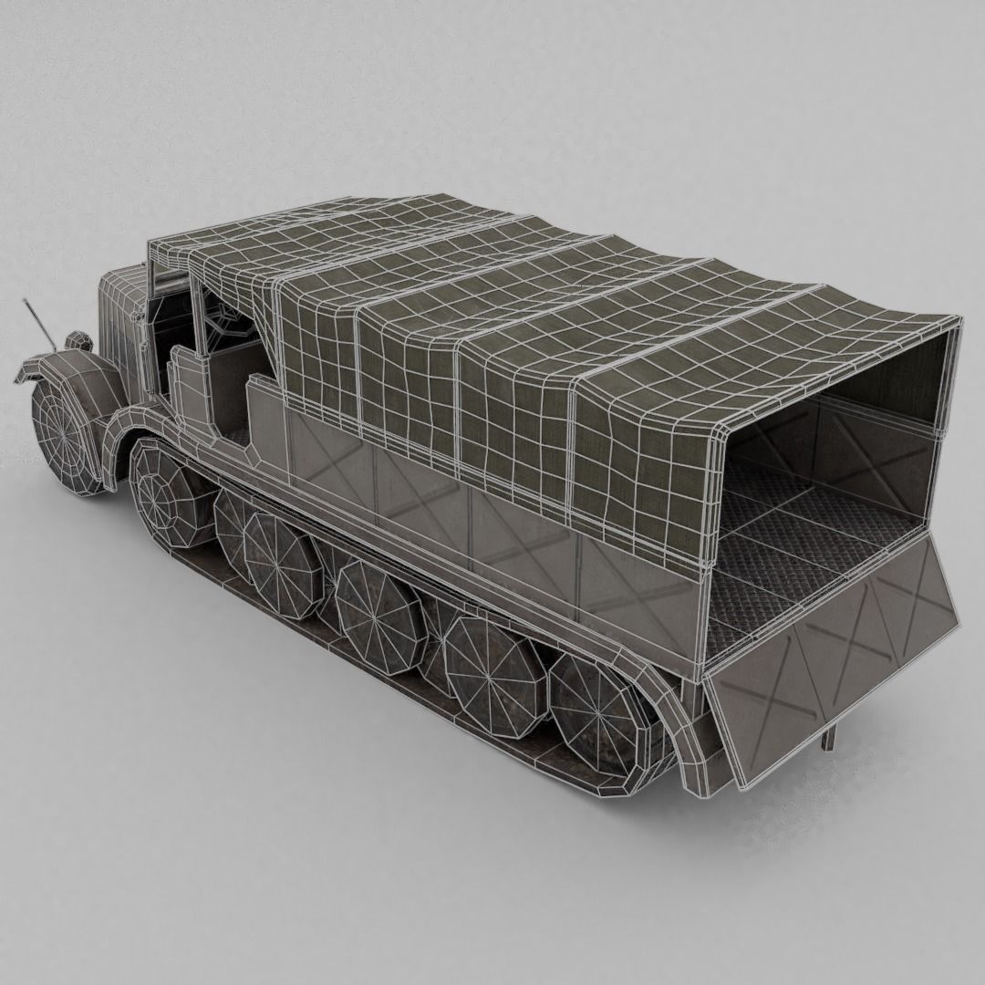 Sd Kfz 9 Famo Heavy Halftrack Low-poly 3D model_12