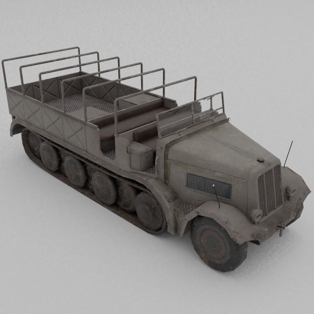 Sd Kfz 9 Famo Heavy Halftrack Low-poly 3D model_5