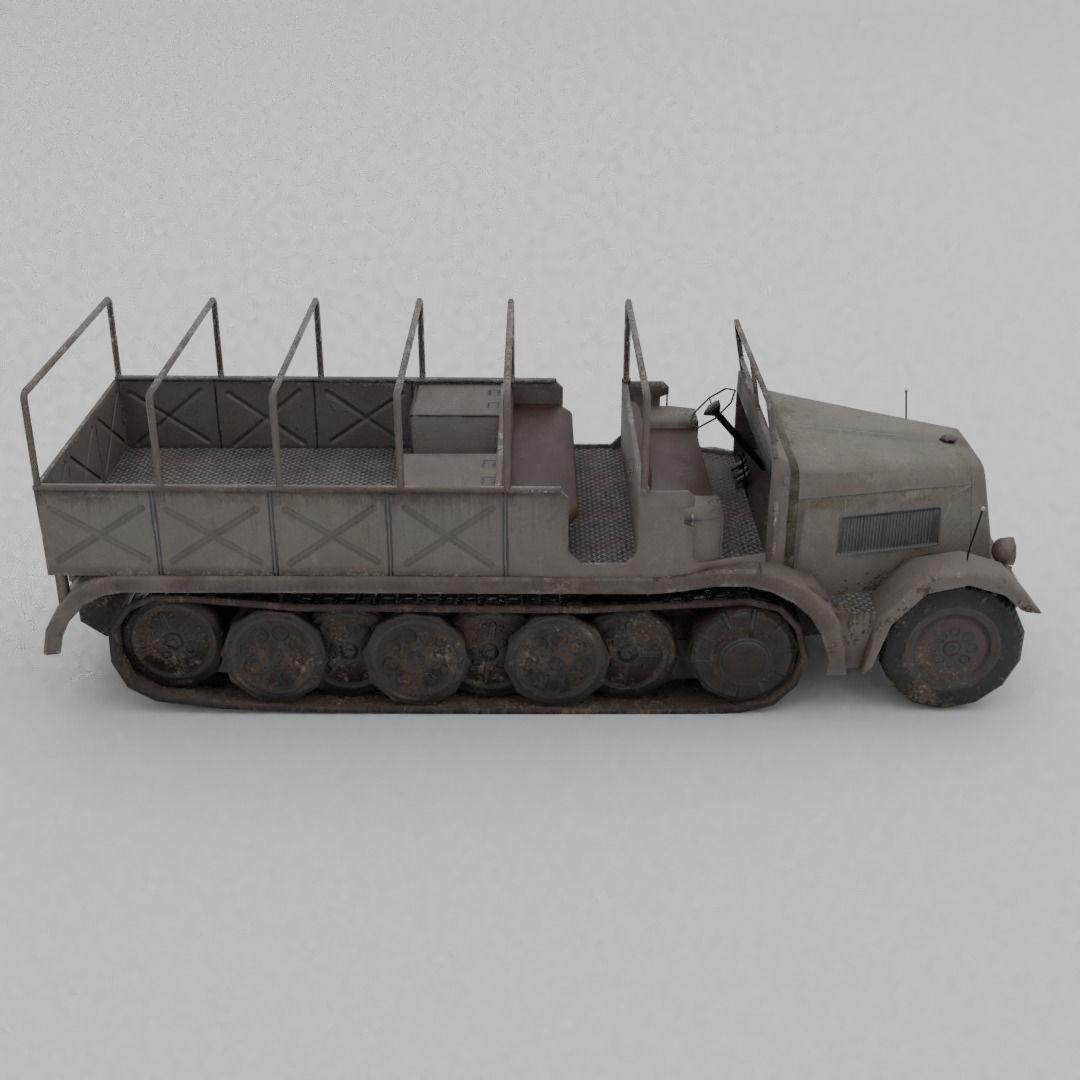 Sd Kfz 9 Famo Heavy Halftrack Low-poly 3D model_7