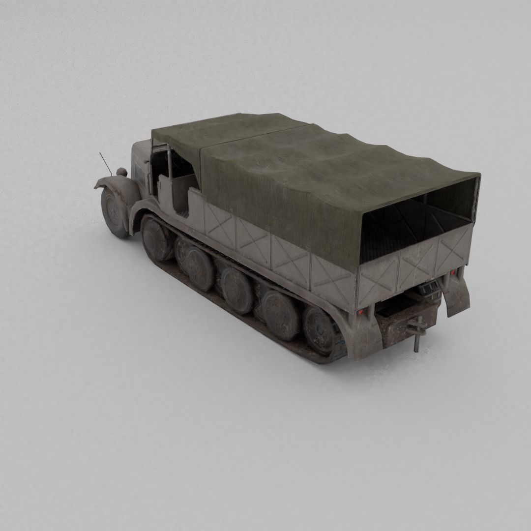 Sd Kfz 9 Famo Heavy Halftrack Low-poly 3D model_25