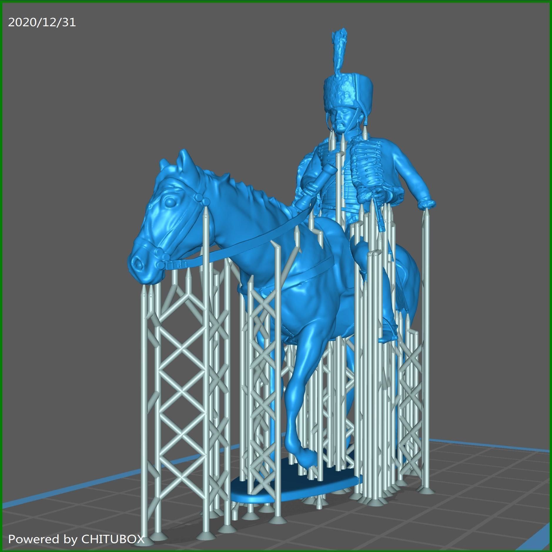 Horseback Napoleon Hussar with fur cap 3D print model_3