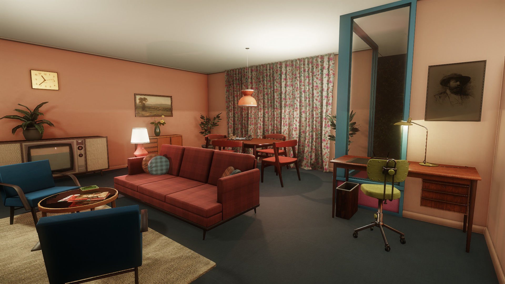 Low-Poly 60s Living Room Pack Low-poly 3D model_1