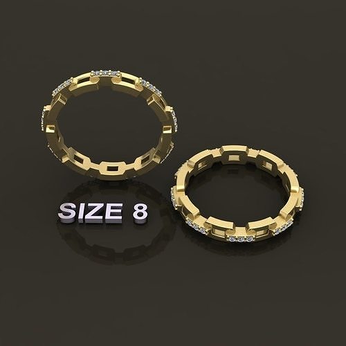 Hermes Style Link Diamond Band Ring Size 8 3D print model