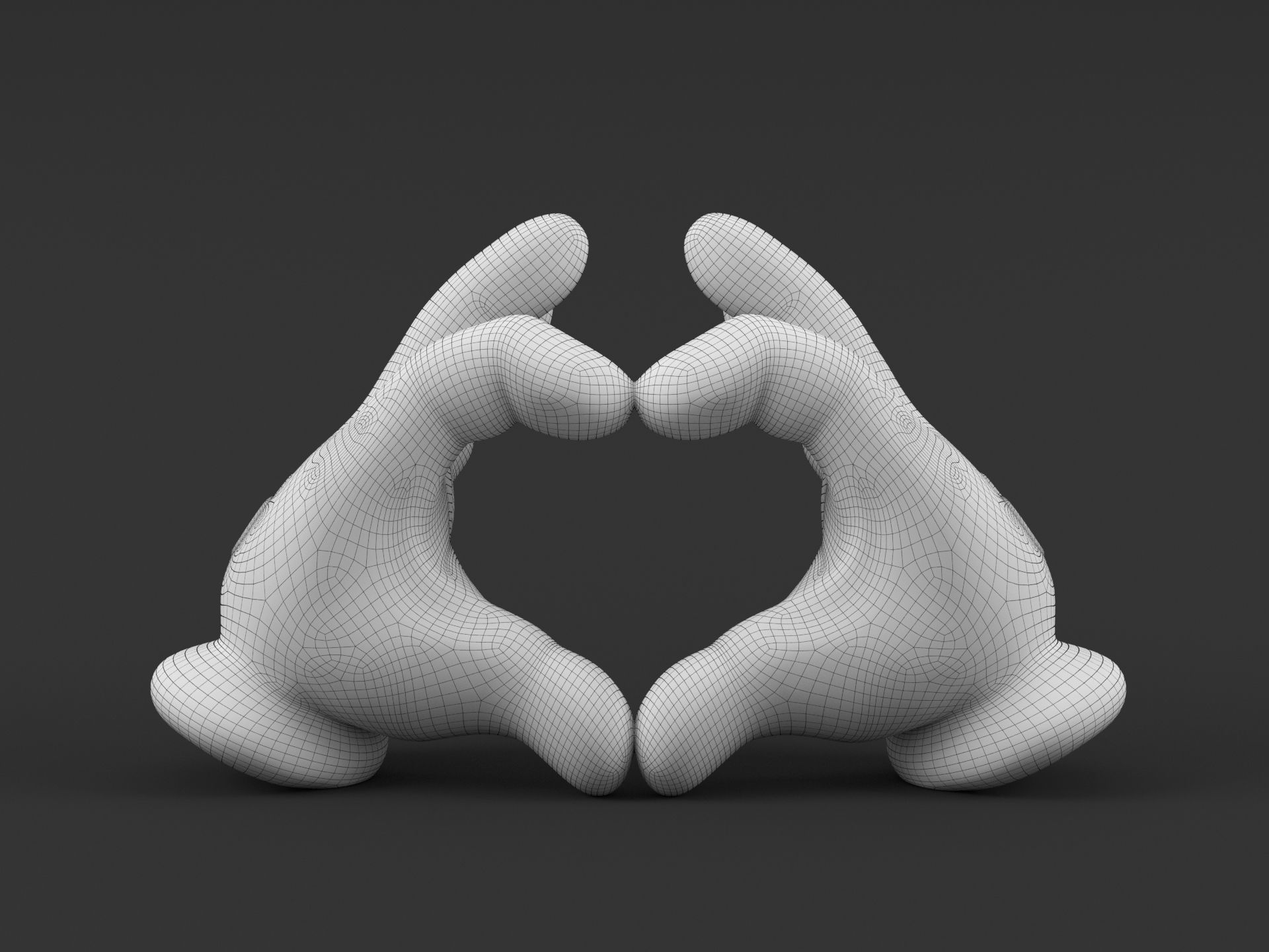 Mickey Hand Heart 3D print model_1