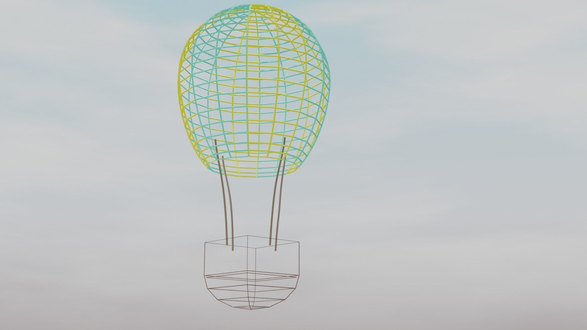 Hot air baloon Low-poly 3D model_4
