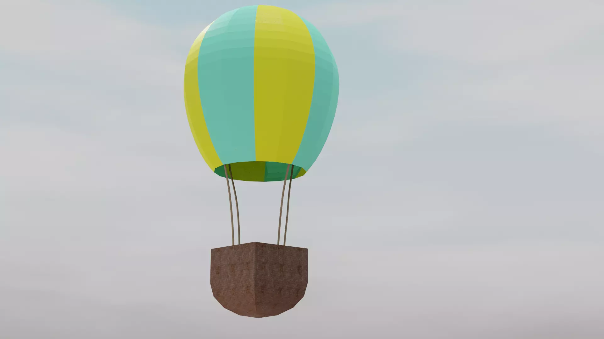 Hot air baloon Low-poly 3D model_0