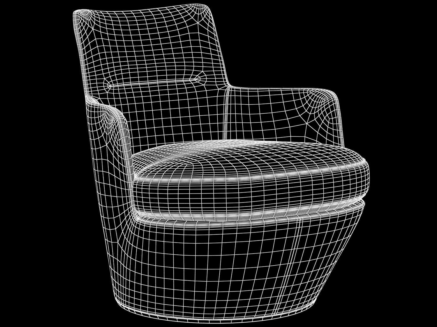 Lo Turn lounge chair by Bensen Low-poly 3D model_1