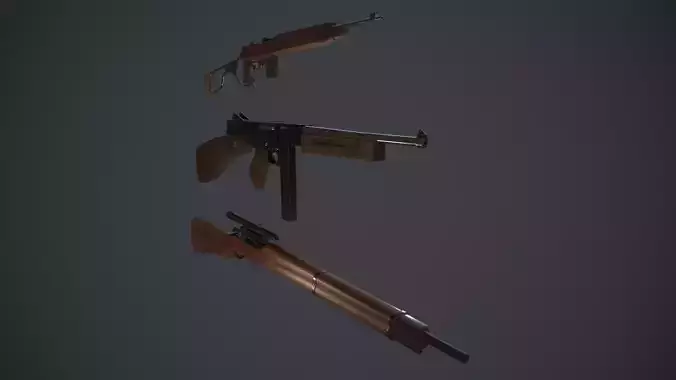 Set of military gun Low-poly 3D model
