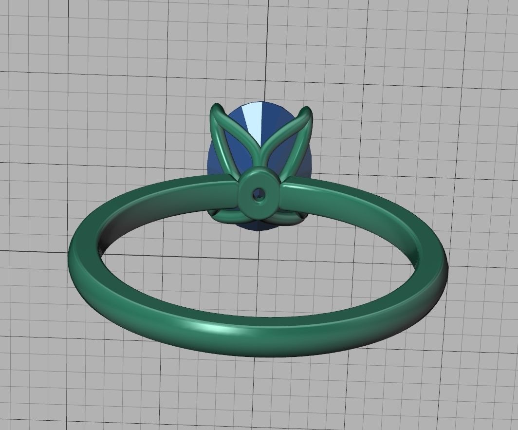 Elegant Solitaire Ring 8x6mm Oval stone Claw Setting 3D print model_24