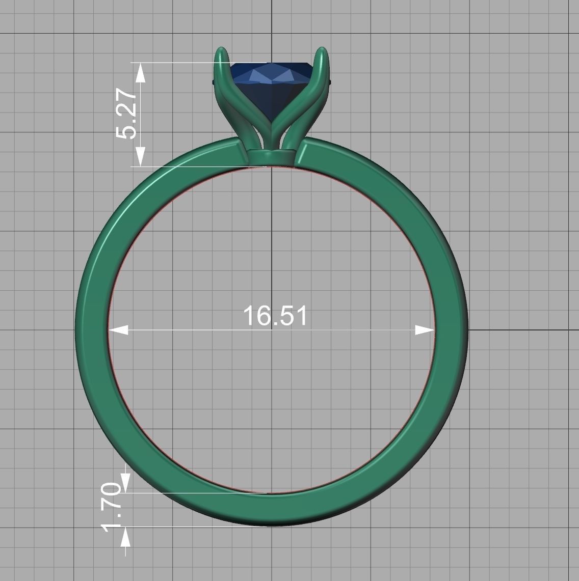 Elegant Solitaire Ring 8x6mm Oval stone Claw Setting 3D print model_23
