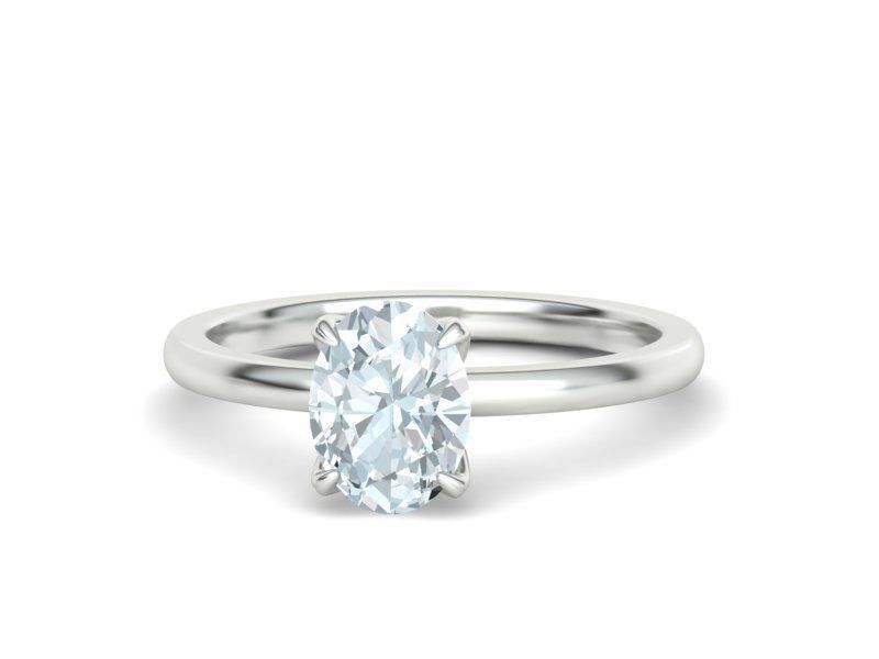 Elegant Solitaire Ring 8x6mm Oval stone Claw Setting 3D print model_7