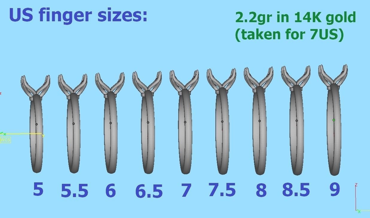 Elegant Solitaire Ring 8x6mm Oval stone Claw Setting 3D print model_12