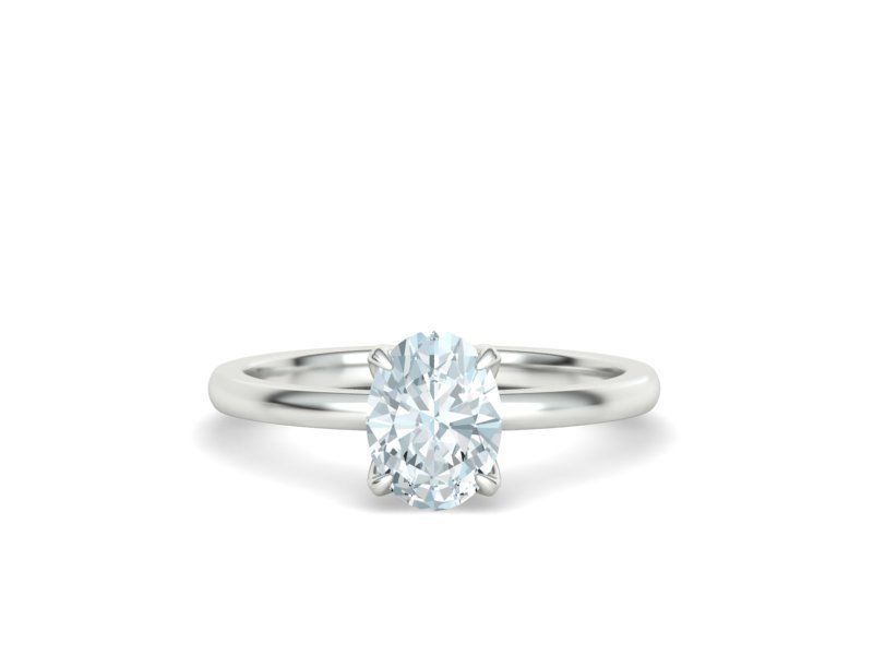 Elegant Solitaire Ring 8x6mm Oval stone Claw Setting 3D print model_4