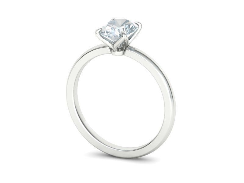 Elegant Solitaire Ring 8x6mm Oval stone Claw Setting 3D print model_18