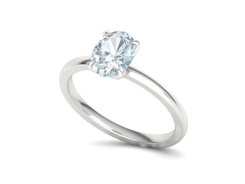 Elegant Solitaire Ring 8x6mm Oval stone Claw Setting 3D print model_15