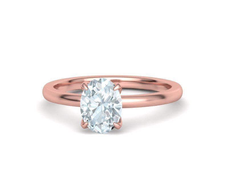 Elegant Solitaire Ring 8x6mm Oval stone Claw Setting 3D print model_6