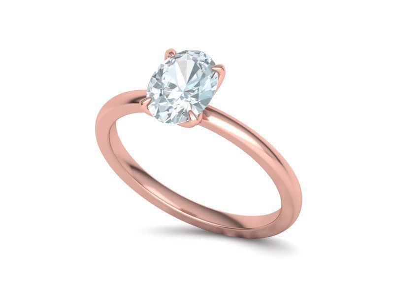 Elegant Solitaire Ring 8x6mm Oval stone Claw Setting 3D print model_14